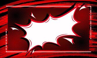 Abstract red Grunge Scratch and halftone Texture In Dark Background with blank splash comic bubble chat text in frame for poster, banner event or sale vector