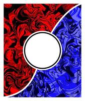 Modern cover poster event template versus style with blue and red abstract fluid background. Dynamic liquid marble wave texture. water and fire comic style with bubble text, yin and yang concept vector