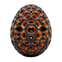 Unique 3D Printed Geometric Egg Design with Intricate Hexagonal Patterns and Colors png