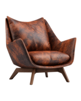 Stylish Brown Leather Accent Chair with Modern Design Elements png
