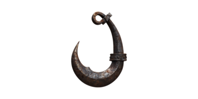 Rustic Metal Hook With Rivets. Symbol Of Strength And Utility In Nautical And Industrial Design Isolated On Transparent Background png
