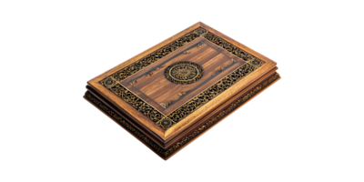 Intricately Carved Wooden Box With Ornate Design. Decorative Storage And Gift Box Isolated On Transparent Background png