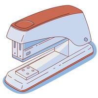 A cartoon illustration of a stapler with a red top and a blue and white base color vector