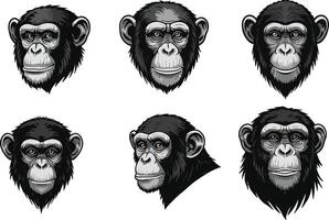 Collection of Rat and Mouse Head Illustrations Showing Various Angles and Expressions for Design Use vector