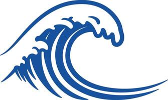 Blue ocean wave icon stylized graphic design for water and sea concepts in simple art vector