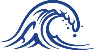 Stylized blue ocean wave icon with flowing lines and water droplets design for nature and marine themes vector