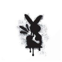 graffiti rabbit sprayed black on white. vector