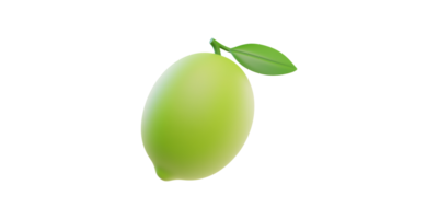 Green Lemon With Leaf. Fresh Citrus Fruit Symbolizing Health And Vitality Isolated On Transparent Background png