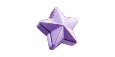 Purple 3D Star Icon. Symbol Of Achievement And Creativity In Digital Design Isolated On Transparent Background png
