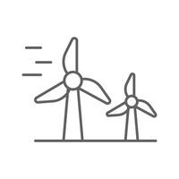 Wind turbine outline style icon. Windmill, wind power, working from power of wind, energy converter, renewable energy concept. Thin line symbol. Illustration isolated. Editable stroke. vector