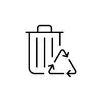 Recycle bin icon outline style. Rubbish, reuse, waste, pollution, recycling, garbage, container, trash, environment concept. Thin line symbol. Illustration isolated. vector