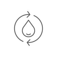 Purified water outline style icon. Water drop, renewable, recycle, reuse, circle, consumption, oil, arrow, environment concept. Thin line symbol. Illustration isolated. Editable stroke. vector