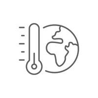 Global warming outline style icon. Climate change, warm, temperature, earth, world, globe, thermometer, environment concept. Thin line symbol. Illustration isolated. Editable stroke. vector