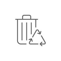 Recycle bin outline style icon. Rubbish, reuse, waste, pollution, recycling, garbage, container, trash, environment concept. Thin line symbol. Illustration isolated. Editable stroke. vector