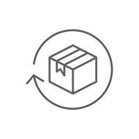 Return package outline style icon. Delivery parcel, box, package, return, exchange, arrow, deliver, product, shipping concept. Thin line symbol. Illustration isolated. Editable stroke. vector