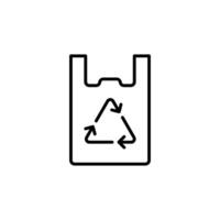 Recyclable bag icon outline style. Plastic bag with recycle sign, eco, garbage, reuse, pollution, life, environment concept. Thin line symbol. Illustration isolated. vector