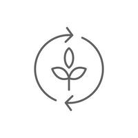 Reforestation outline style icon. Tree, plant with circle cycle, ecosystem, sustainable, restore, forest, environment concept. Thin line symbol. Illustration isolated. Editable stroke. vector