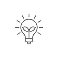 Green energy outline style icon. Save energy sign, leaf, sprout, light bulb, eco friendly, efficient, environment concept. Thin line symbol. Illustration isolated. Editable stroke. vector
