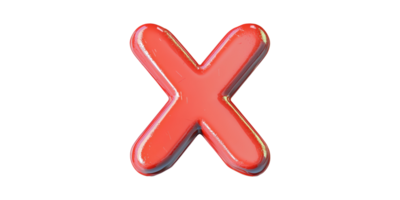 Red 3D Glossy X Symbol. Represents Error, Rejection, Or Incorrect Choice Isolated On Transparent Background png