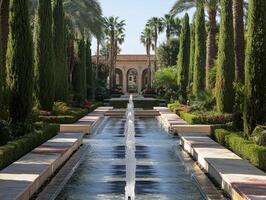 Relaxing Marble Fountain Assembly As Garden Installation Piece photo