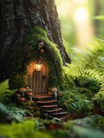 Miniature Mysterious Gateway Nestled Deep in Forest photo