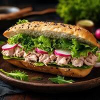 Tuna and Lettuce Sandwich Crafted for Maximum Freshness photo