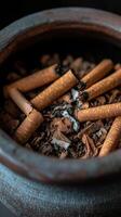 Nicotine Waste in Terra Cotta Ashtray photo