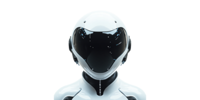 Futuristic Robot Helmet With Black Visor. Advanced Technology And Ai Innovation Concept Isolated On Transparent Background png