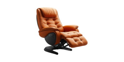 Luxurious Brown Leather Recliner Chair. Comfort And Relaxation In Modern Home Furniture Design Isolated On Transparent Background png