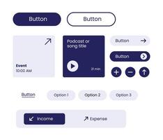 A user interface element with buttons, options, details. Stock Illustration vector