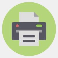 Icon printer. Computer components elements. Icon in color mate style. vector