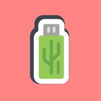 Sticker usb flash. Computer components elements. vector