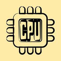 Icon processor. Computer components elements. Icon in hand drawn style. vector