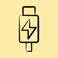 Icon thunderbolt. Computer components elements. Icon in hand drawn style. vector