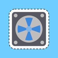 Cutting line sticker cooling fan. Computer components elements. vector