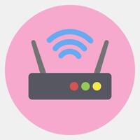 Icon router. Computer components elements. Icon in color mate style. vector