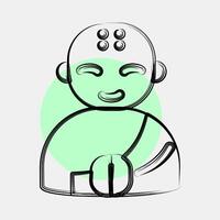 Icon monk. Buddhism and vesak elements. Icon in color spot style. vector