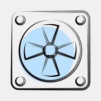 Icon cooling fan. Computer components elements. Icon in color spot style. vector