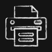 Icon printer. Computer components elements. Icon in chalk style. vector