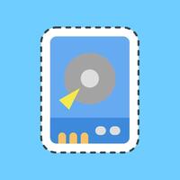 Cutting line sticker hdd. Computer components elements. vector