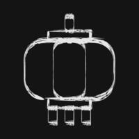 Icon lantern. Buddhism and vesak elements. Icon in chalk style. vector