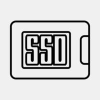 Icon ssd. Computer components elements. Icon in line style. vector
