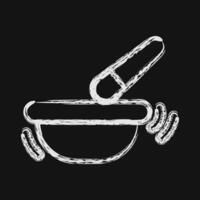 Icon singing bowl. Buddhism and vesak elements. Icon in chalk style. vector