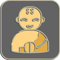 Icon monk. Buddhism and vesak elements. Icon in embossed style. vector
