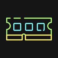 Icon ram. Computer components elements. Icon in neon style. vector