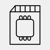 Icon memory card. Computer components elements. Icon in line style. vector