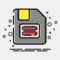 Icon floppy disk. Computer components elements. Icon in MBE style. vector