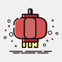 Icon lantern. Buddhism and vesak elements. Icon in MBE style. vector