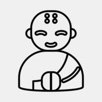 Icon monk. Buddhism and vesak elements. Icon in line style. vector