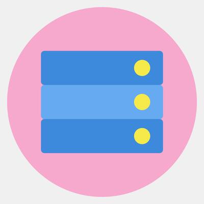 Icon database. Computer components elements. Icon in color mate style.